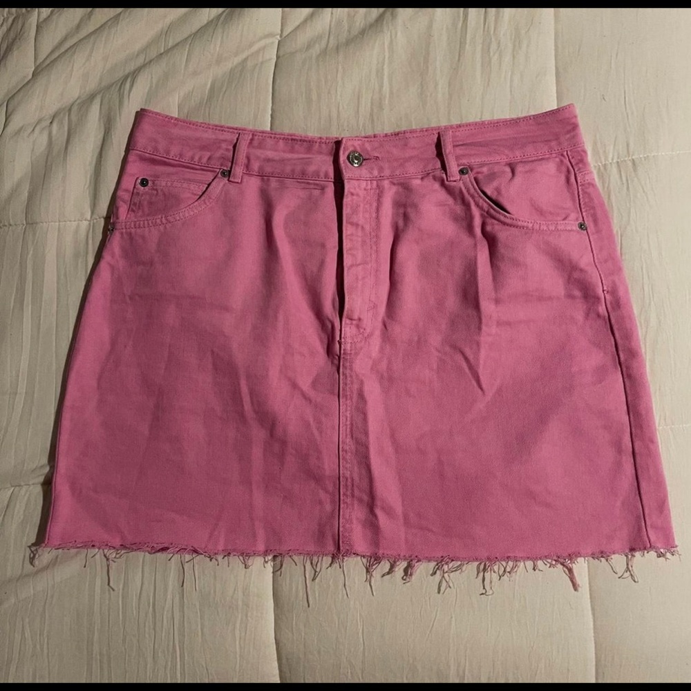 TOPSHOP PINK MINI DENIM SKIRT